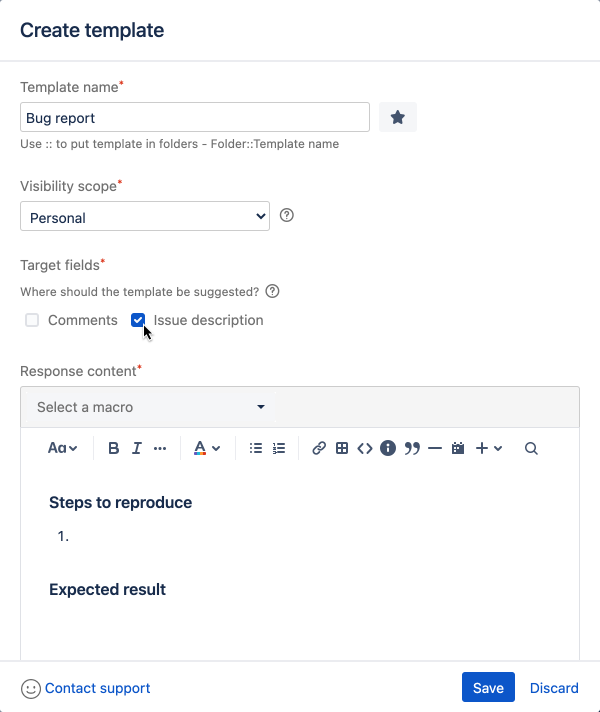 Create - Description field - Modal